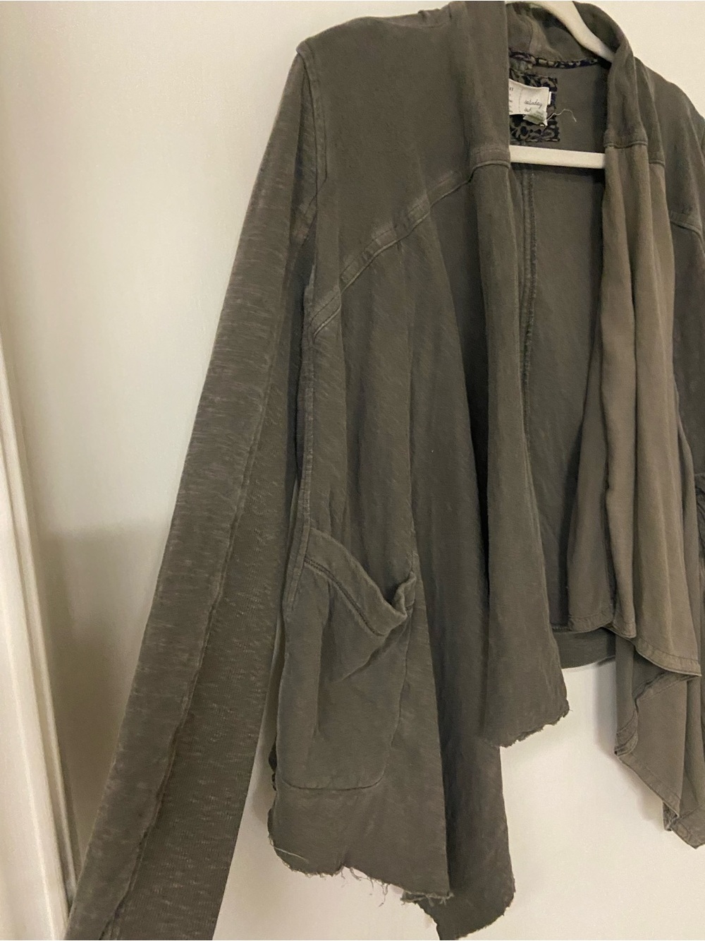 Anthropologie Saturday Sunday Gray Draped Cardigan Comfy Lounge Woman Medium - Picture 3 of 8